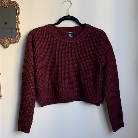 Forever 21 Sweaters - Forever 21 Waffle Knit Crop Sweater - Size S